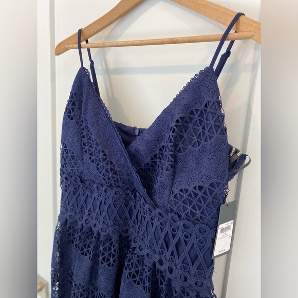 GUESS Navy Blue Lace Fit and Flare Dress Size 12 - Picture 9 of 17
